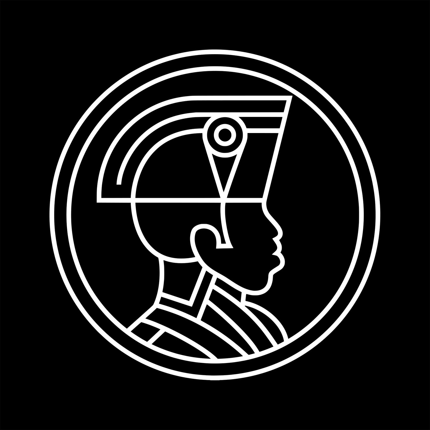 : Jacobino negro com perfil traçado e circulado em volta.