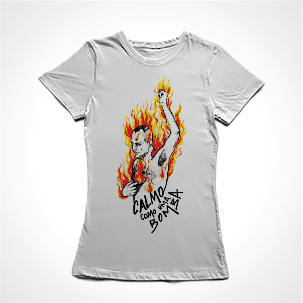 Camiseta Baby Look Marighella - Calmo Como Uma Bomba