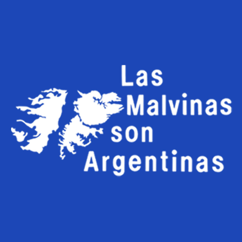  À esquerda o mapa das Ilhas Malvinas. ã esquerda está escrito: Las Malvinas son Argentinas.