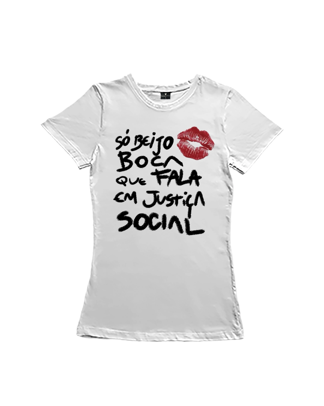 Camiseta Baby Look Beijo e Justiça Social