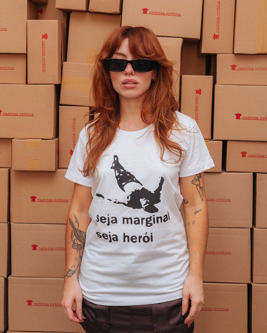 Camiseta Baby Look Seja Marginal, Seja Herói