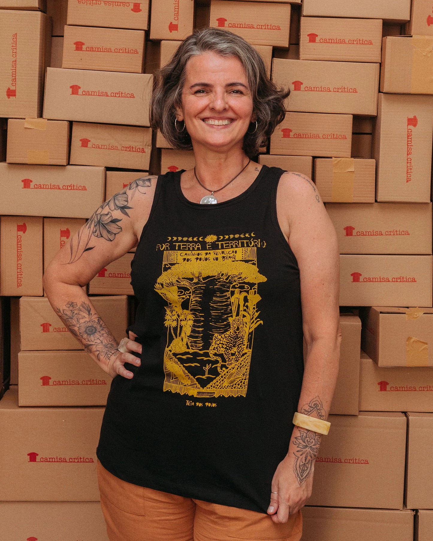 Camiseta Regata Por Terra e Território: Teia dos Povos