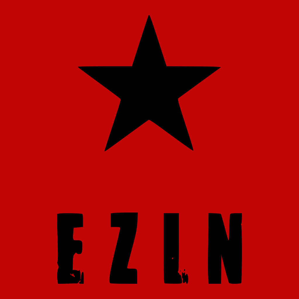Texto escrito EZLN(Exército Zapatista de Libertação Nacional) com uma estrela acima.