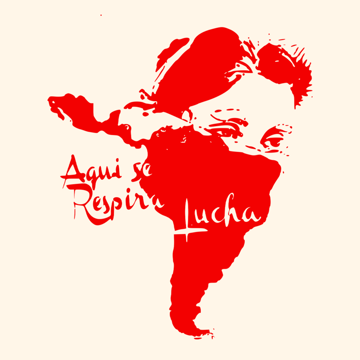 Mapa da América Latina em formato de cara de mulher com lenço no rosto. Ao lado recorte da música Latinoamerica: Aqui se respira lucha.