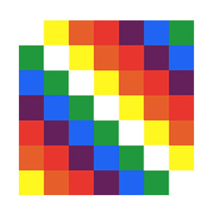  Bandeira arco-iris formada por quadrados coloridos.