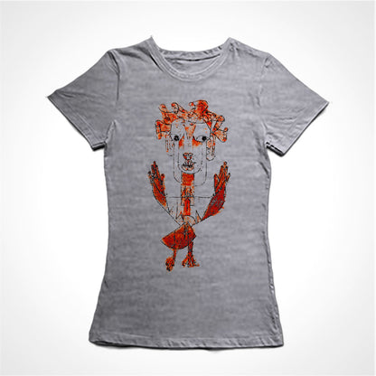 Camiseta Baby Look Estampa: Desenho de um anjo com braços abertos.