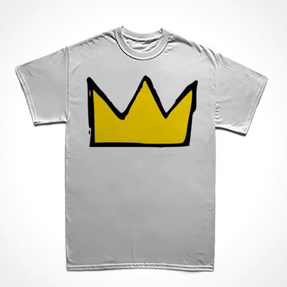 Camiseta Básica Estampa: Ilustração de uma coroa ao estilo construído por Jean-Michel Basquiat.