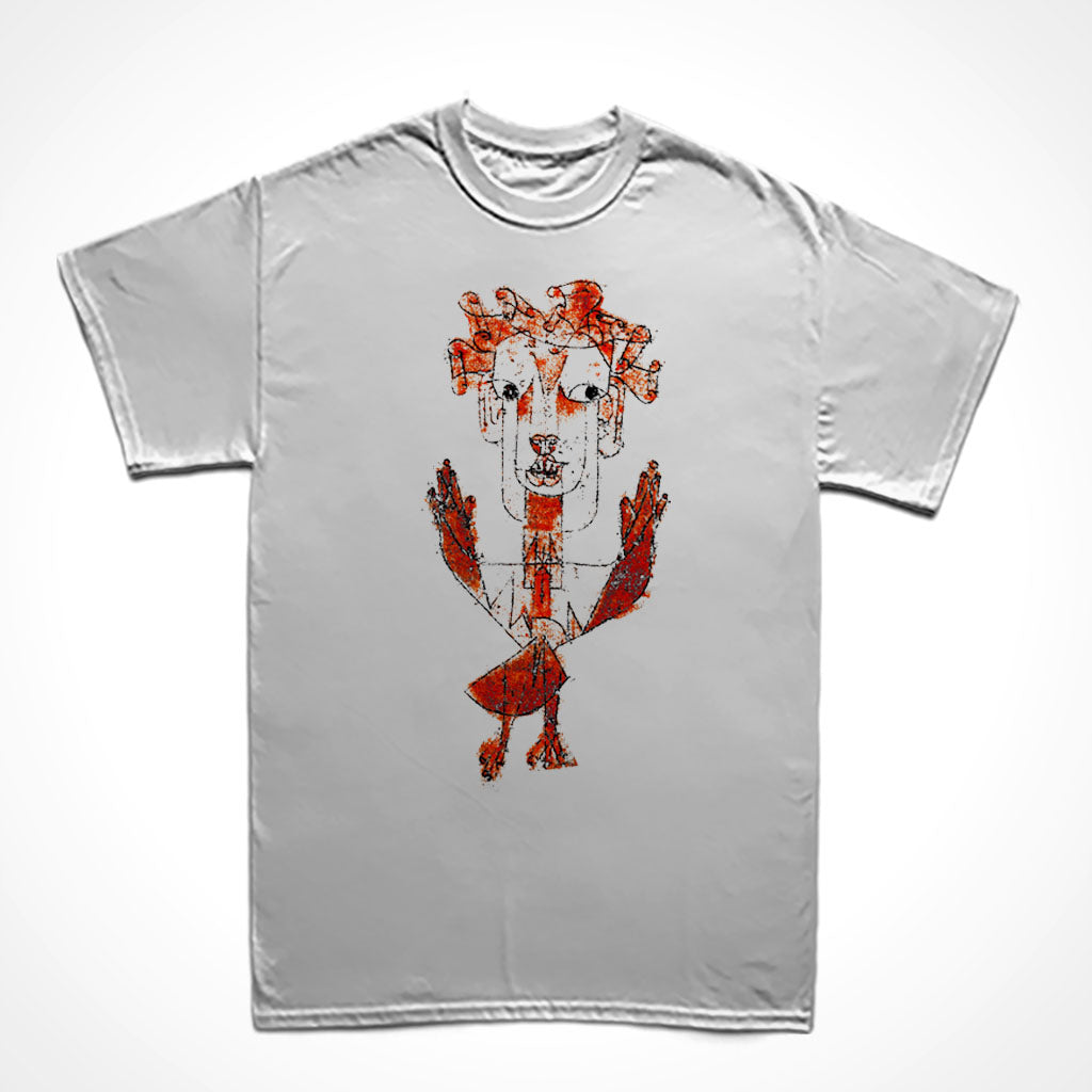 Camiseta Básica Estampa: Desenho de um ajo com braços abertos.