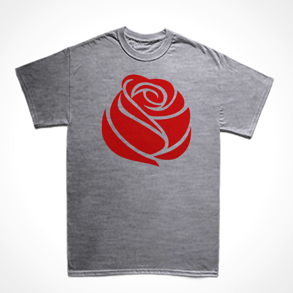 Camiseta Básica Estampa: Desenho de uma rosa vermelha.