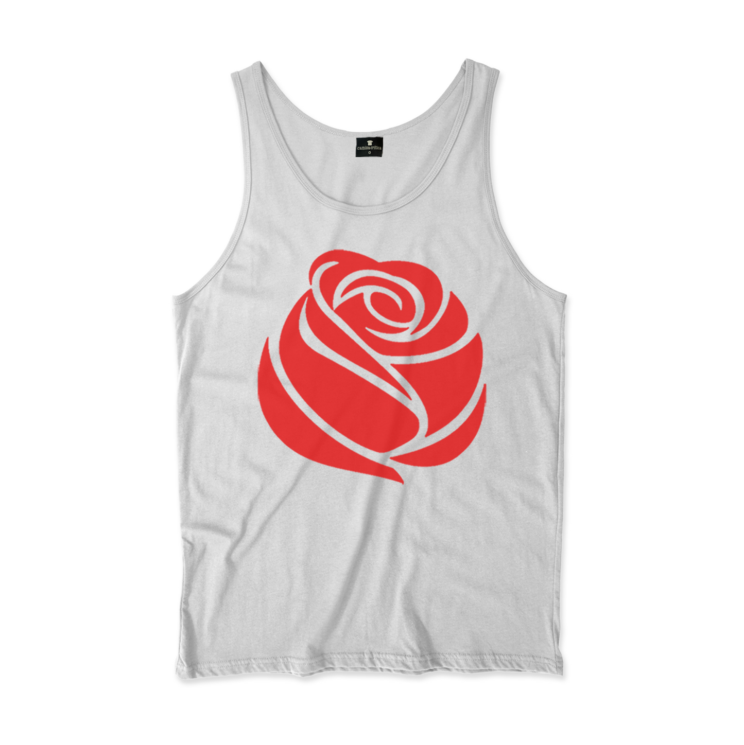 Camiseta Regata. Estampa: desenho de uma rosa vermelha