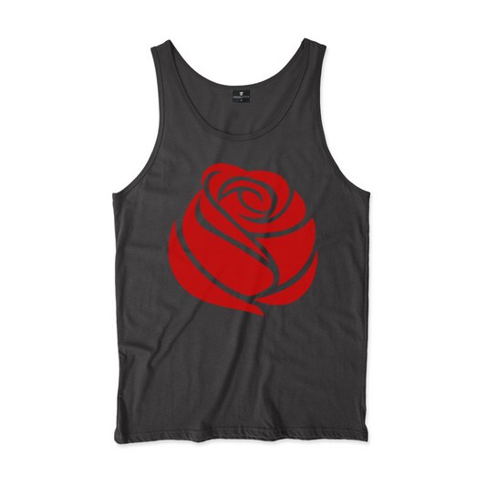 Camiseta Regata. Estampa: desenho de uma rosa vermelha