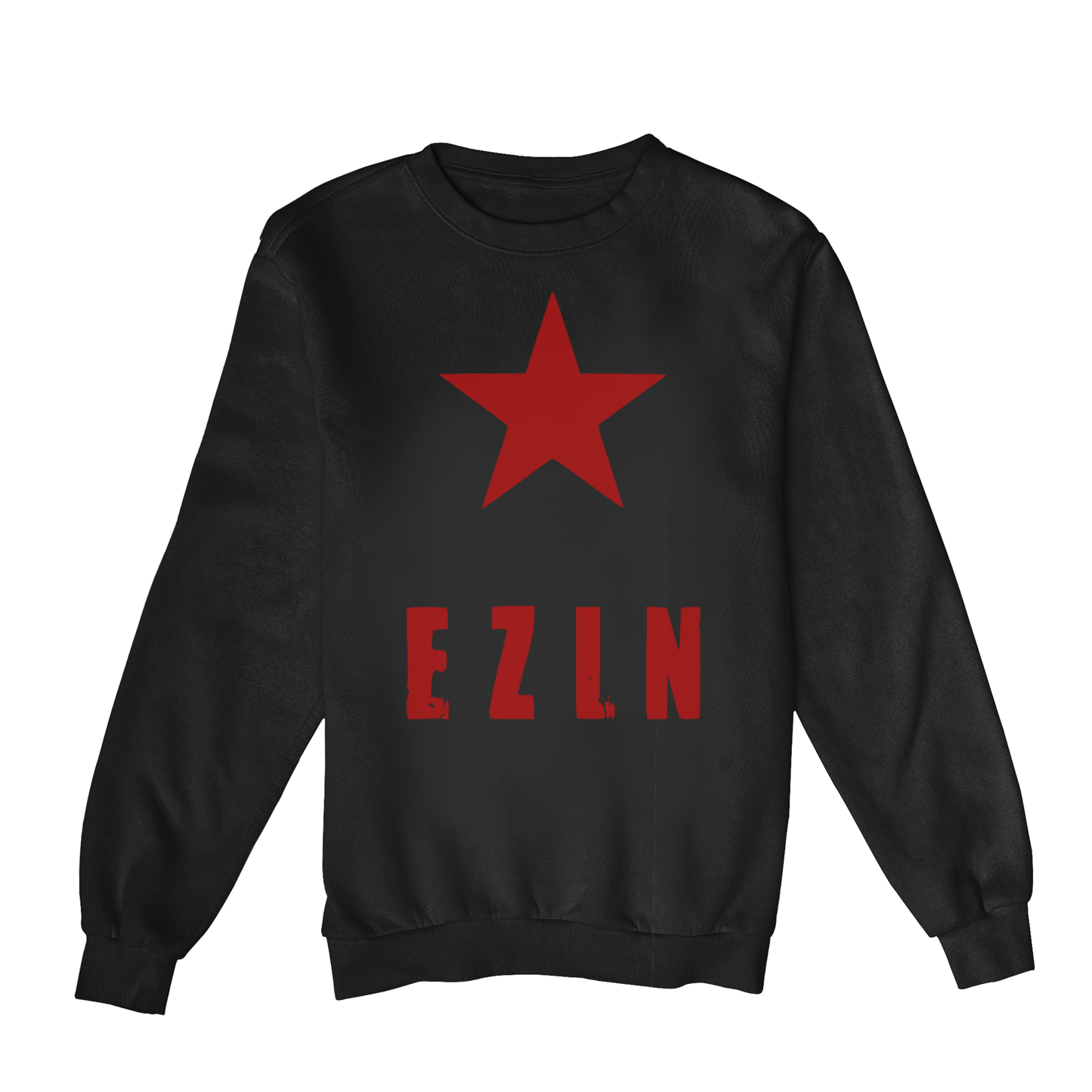 Moletom Estampa: Texto escrito EZLN(Exército Zapatista de Libertação Nacional) com uma estrela acima.