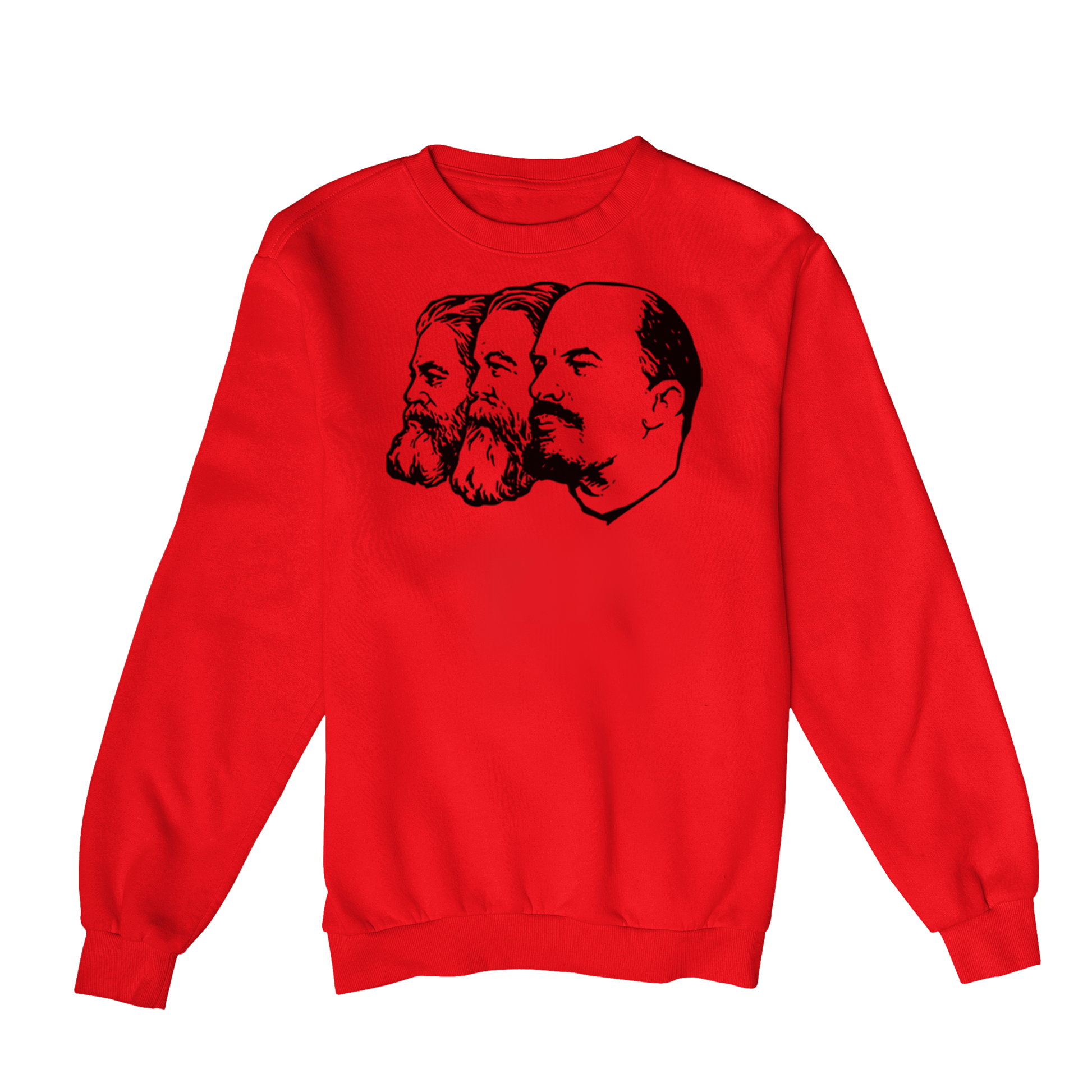 Moletom Estampa: Imagem clássica de perfil de Karl Marx, Engels e Lenin.